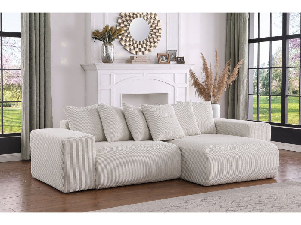 Rivoli corduroy corner sofa - 312 x 176 x 49 cm - Beige