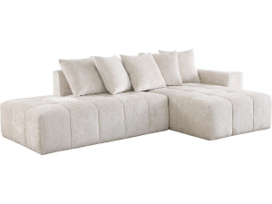 Haussmann 3-seater chenille fabric corner sofa - Beige