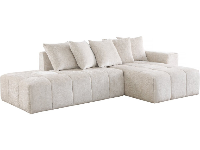 Haussmann 3-seater chenille fabric corner sofa - Beige