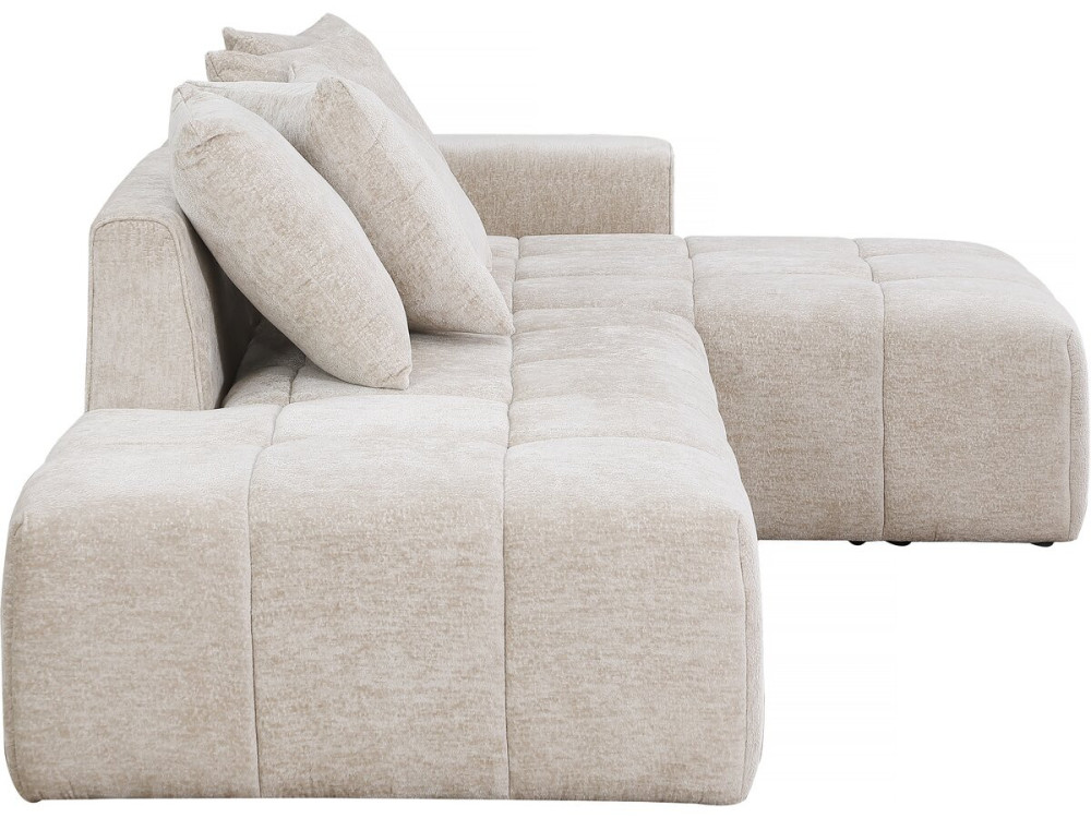 Haussmann 3-seater chenille fabric corner sofa - Beige