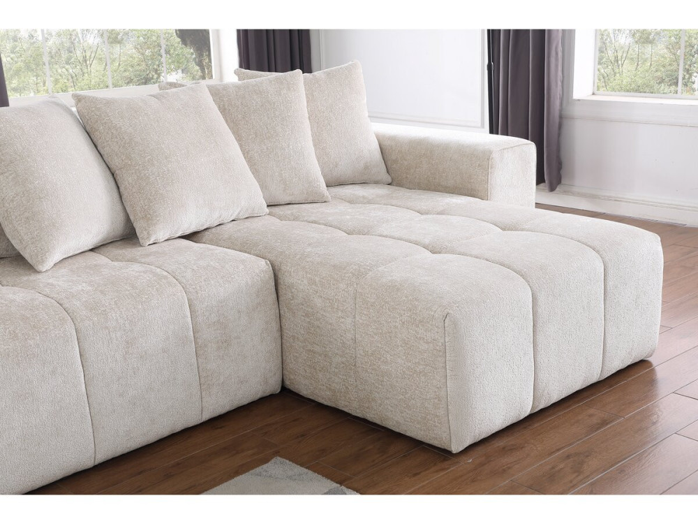 Haussmann 3-seater chenille fabric corner sofa - Beige