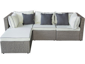 Kuba" low woven resin garden furniture set - 3 seater - Grey