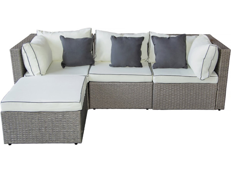 Kuba" low woven resin garden furniture set - 3 seater - Grey