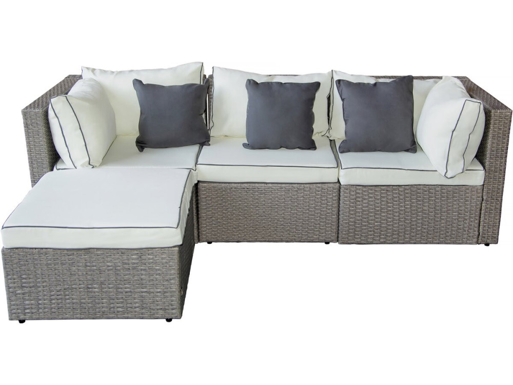 Kuba" low woven resin garden furniture set - 3 seater - Grey
