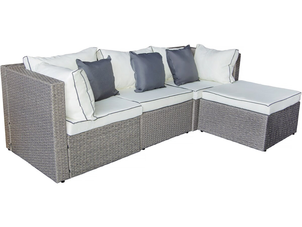 Kuba" low woven resin garden furniture set - 3 seater - Grey