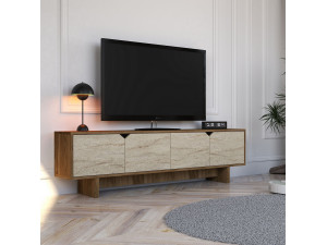 istemi" wooden TV stand 180 x 30 x 50 cm - Walnut 2