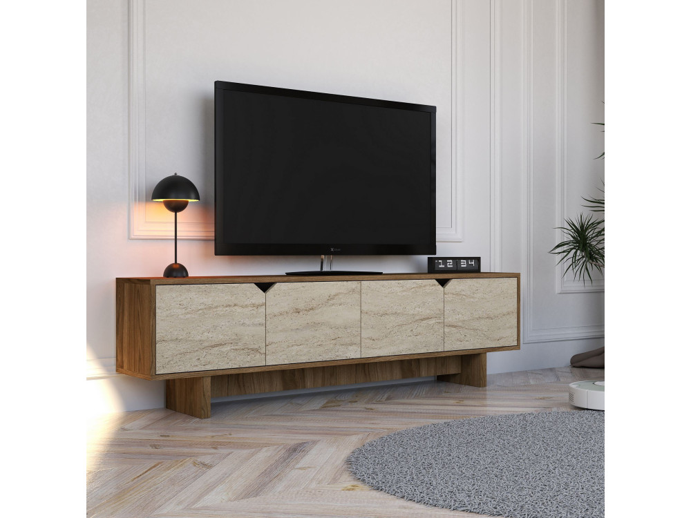 istemi" wooden TV stand 180 x 30 x 50 cm - Walnut