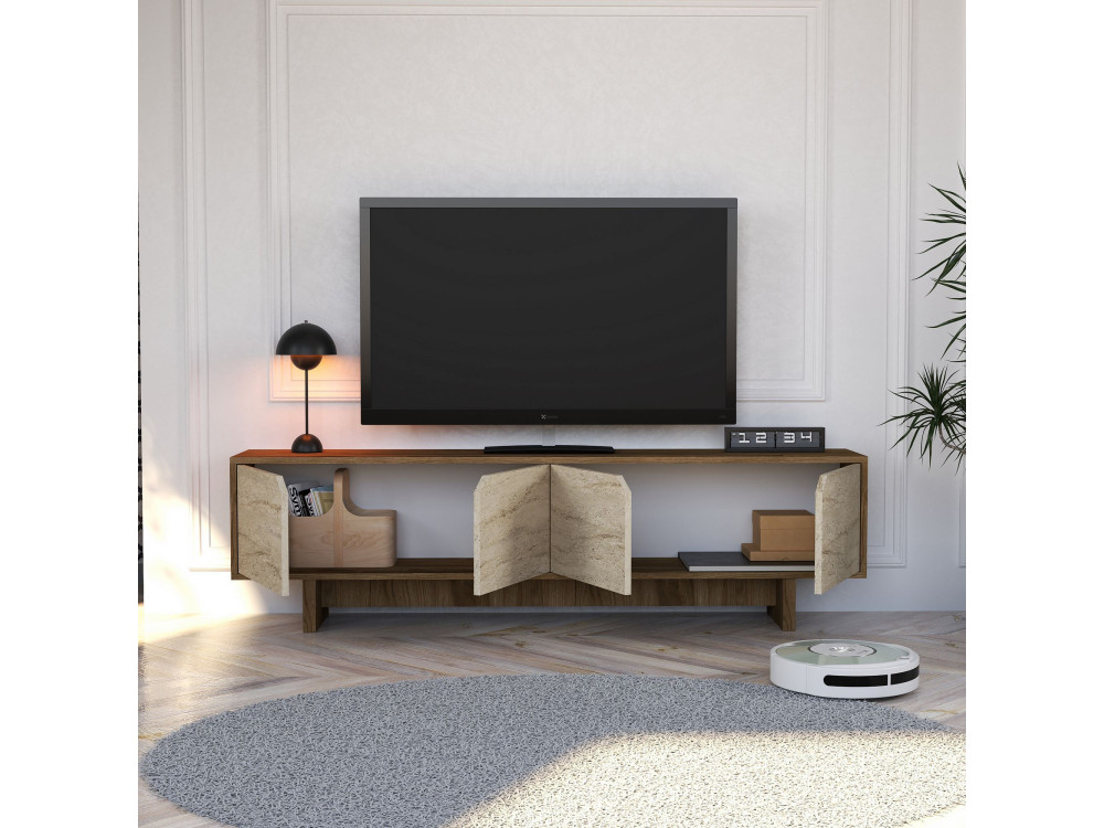 istemi" wooden TV stand 180 x 30 x 50 cm - Walnut
