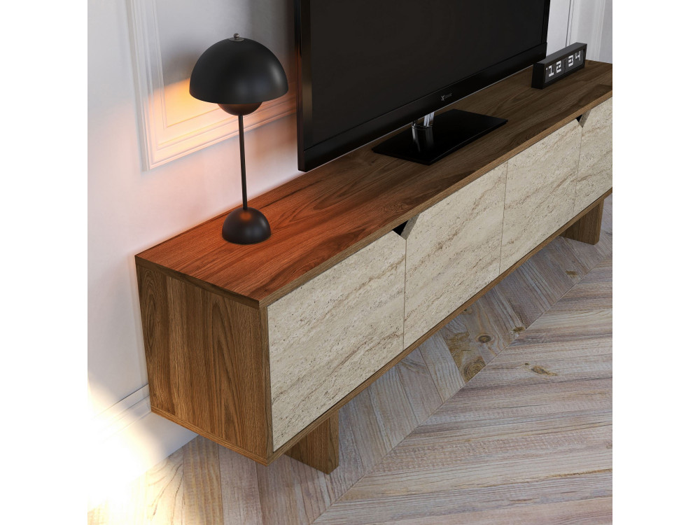 istemi" wooden TV stand 180 x 30 x 50 cm - Walnut