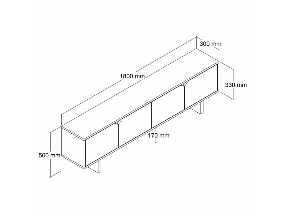 istemi" wooden TV stand 180 x 30 x 50 cm - Walnut