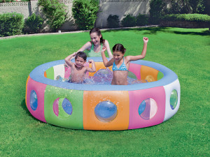 Multicolored inflatable pool with windows - Ø 196 x 53 cm