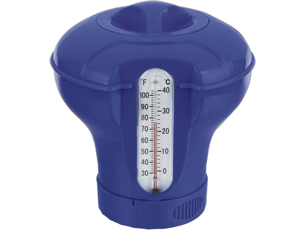 Floating chlorine diffuser with integrated thermometer