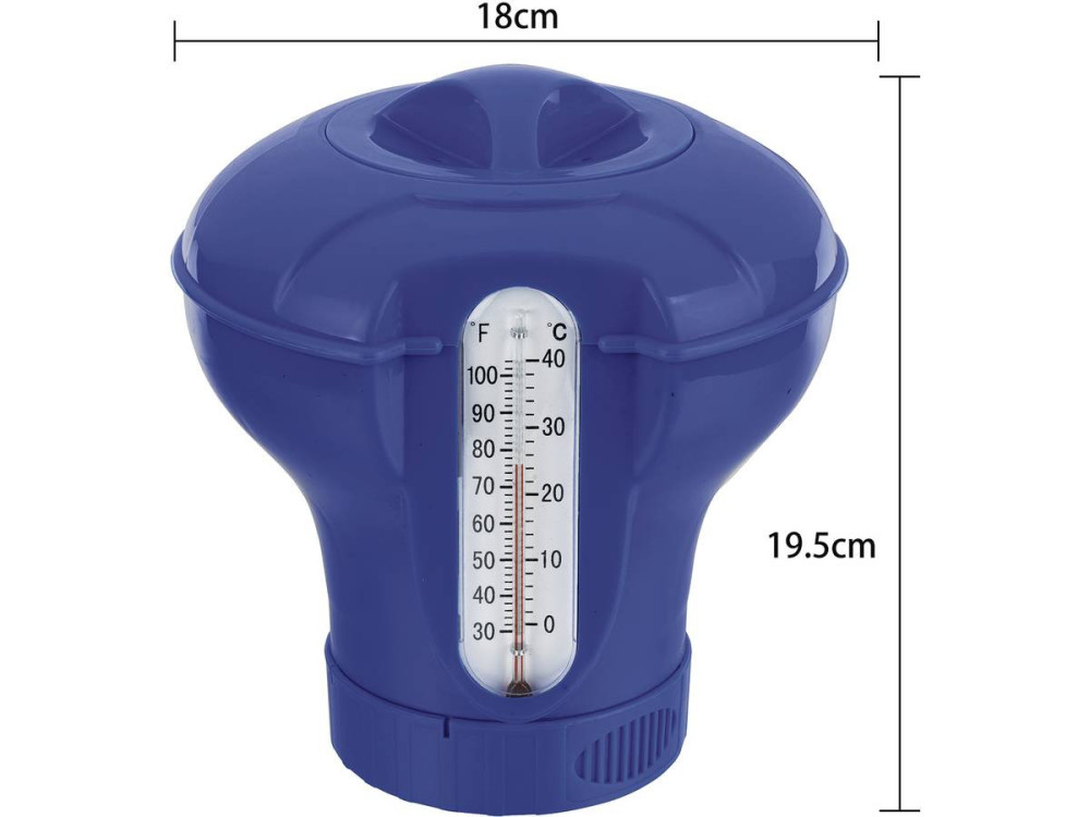 Floating chlorine diffuser with integrated thermometer