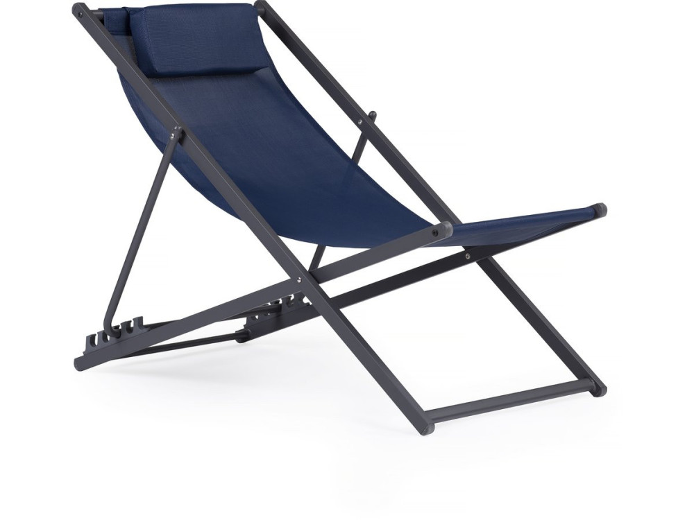 Set of 2 metal Chilean chairs in textilene - With headrest - Midnight blue