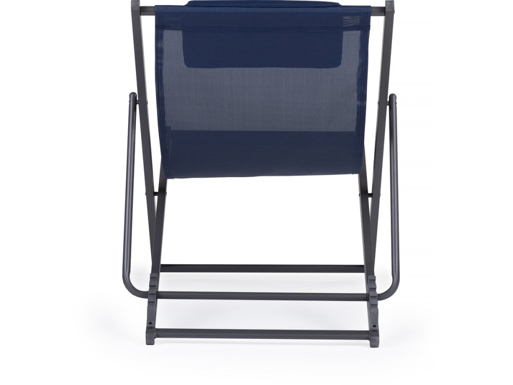 Set of 2 metal Chilean chairs in textilene - With headrest - Midnight blue