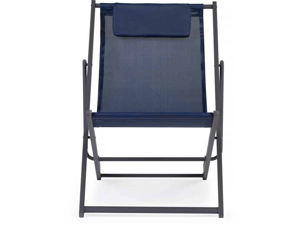 Set of 2 metal Chilean chairs in textilene - With headrest - Midnight blue
