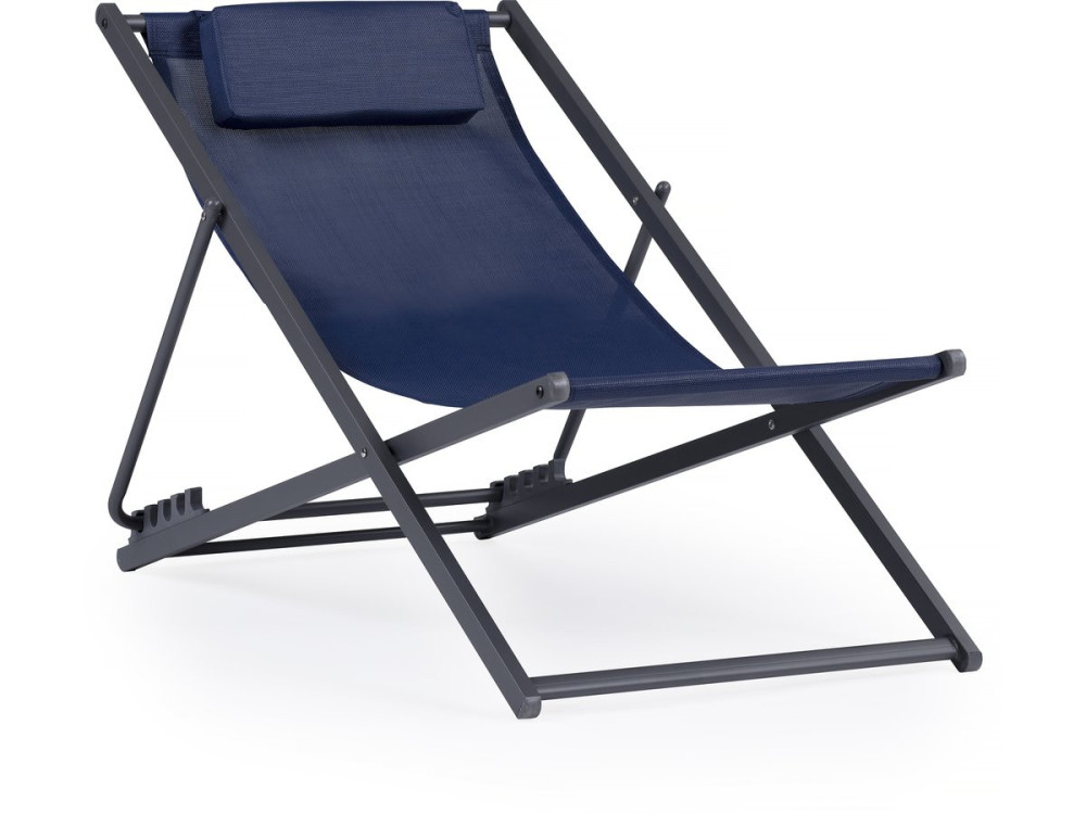Set of 2 metal Chilean chairs in textilene - With headrest - Midnight blue