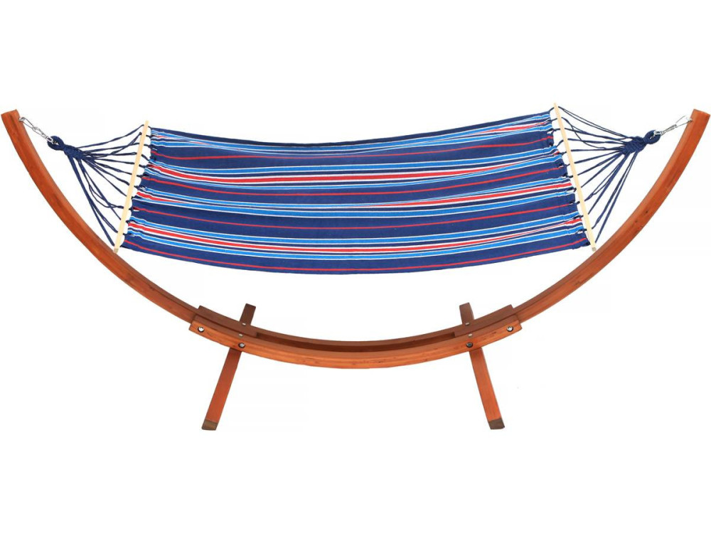Coton fabric hammock with a wooden frame "Dallas" - 3m - Mixed blue