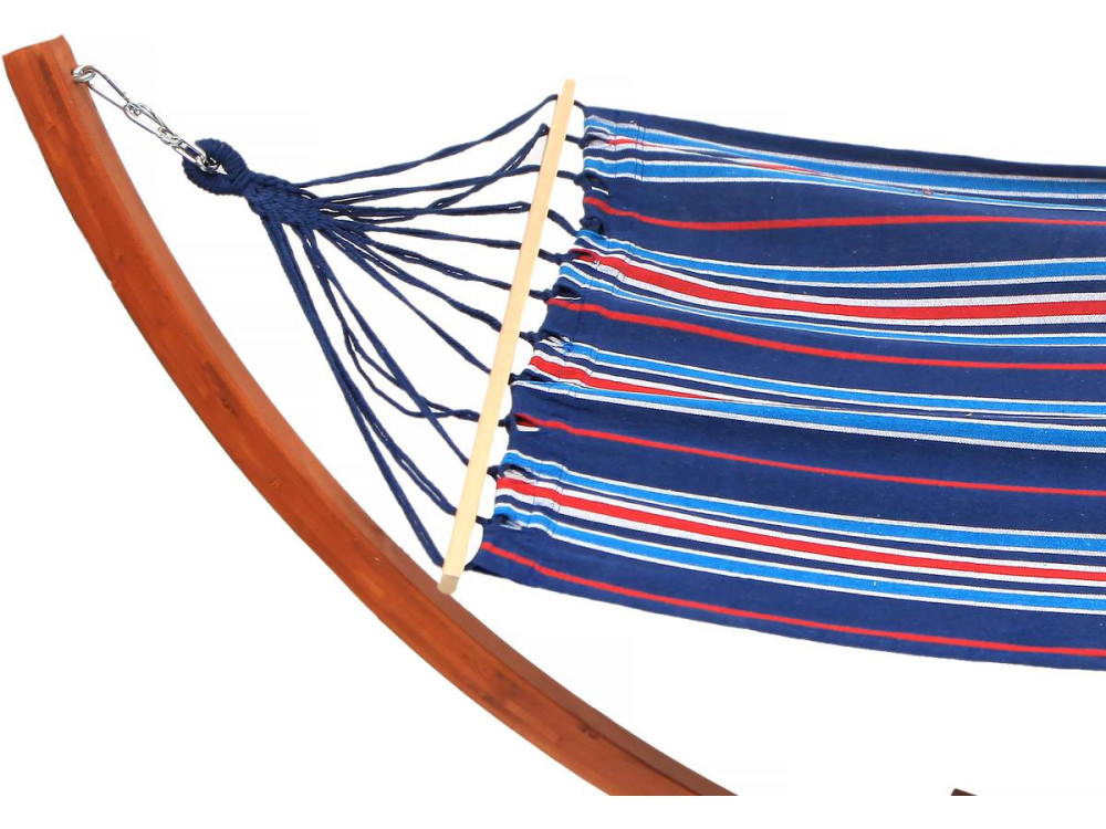 Coton fabric hammock with a wooden frame "Dallas" - 3m - Mixed blue