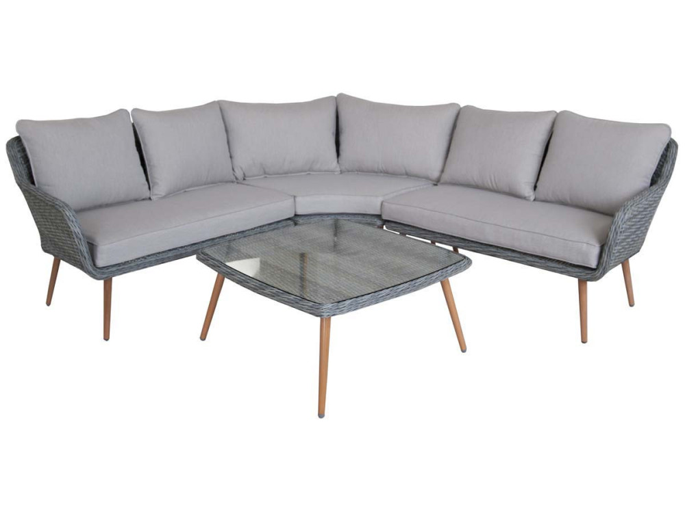 Woven resin garden lounge "Milazzo" - Florida - Gray