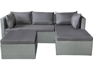 Diya" low woven resin garden furniture set, 3 seater - Grey