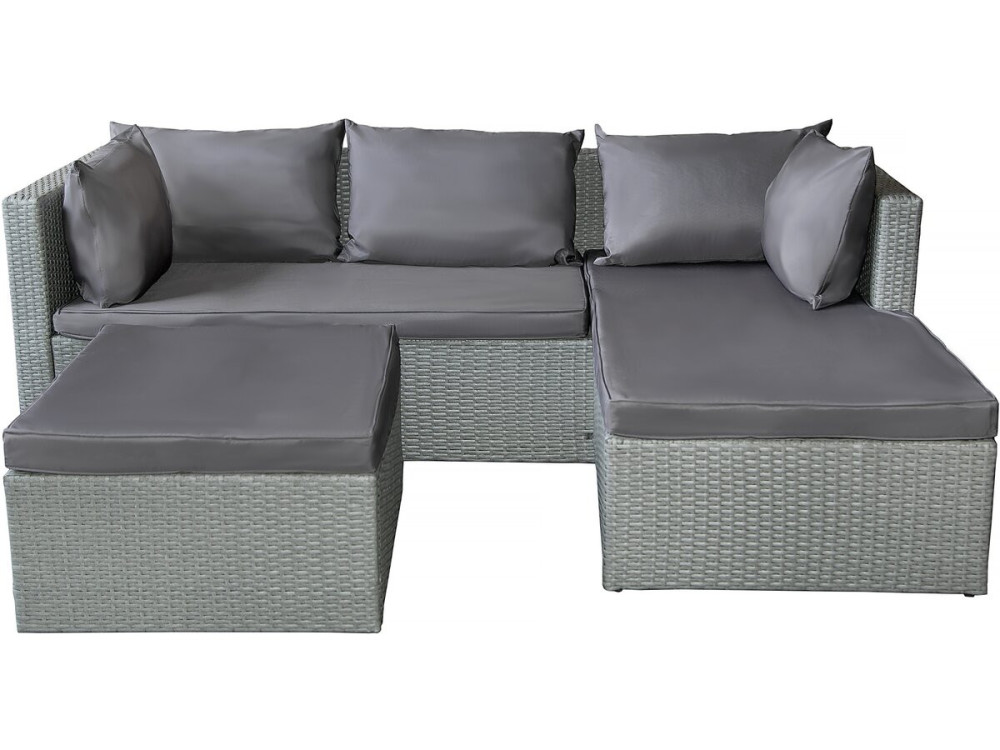 Diya" low woven resin garden furniture set, 3 seater - Grey