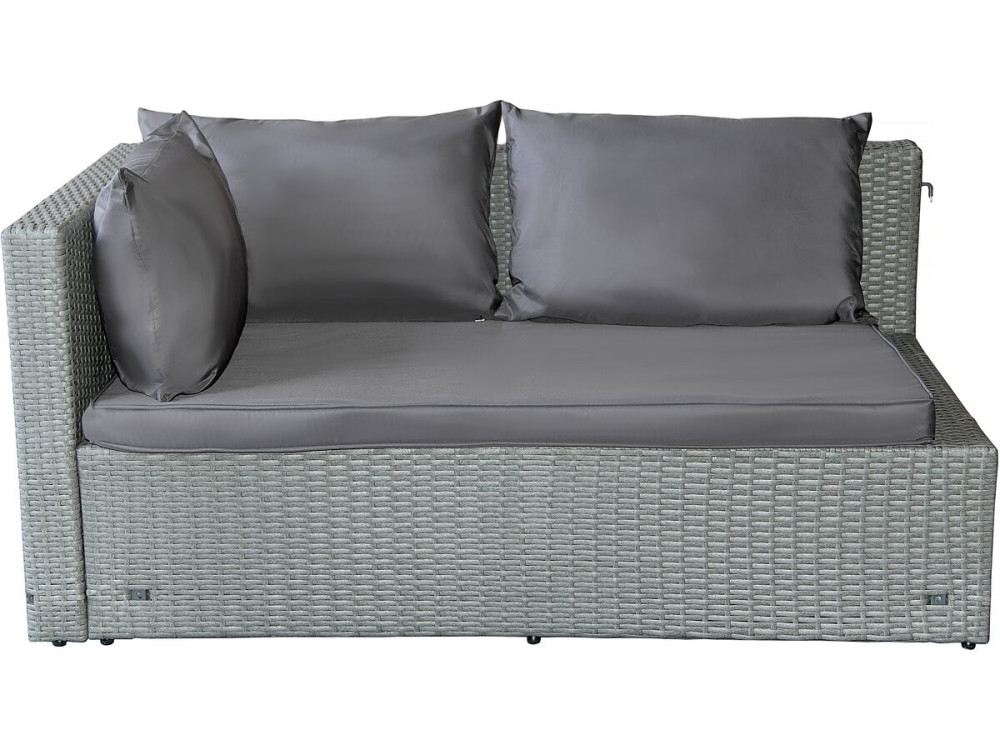 Diya" low woven resin garden furniture set, 3 seater - Grey