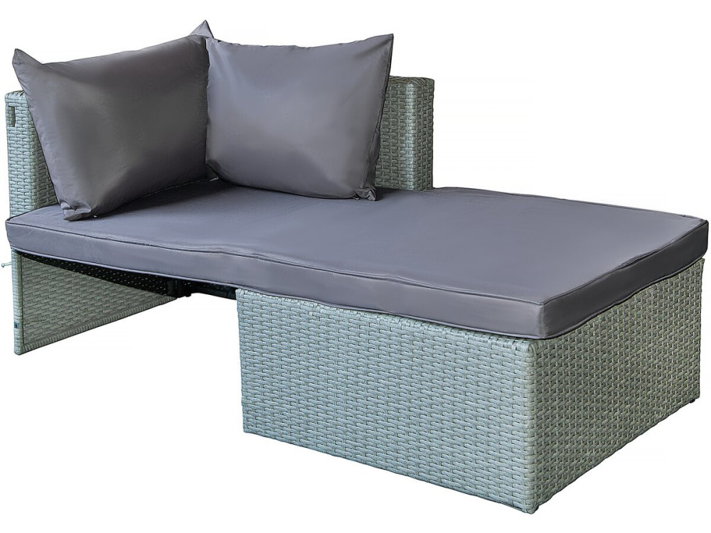 Diya" low woven resin garden furniture set, 3 seater - Grey