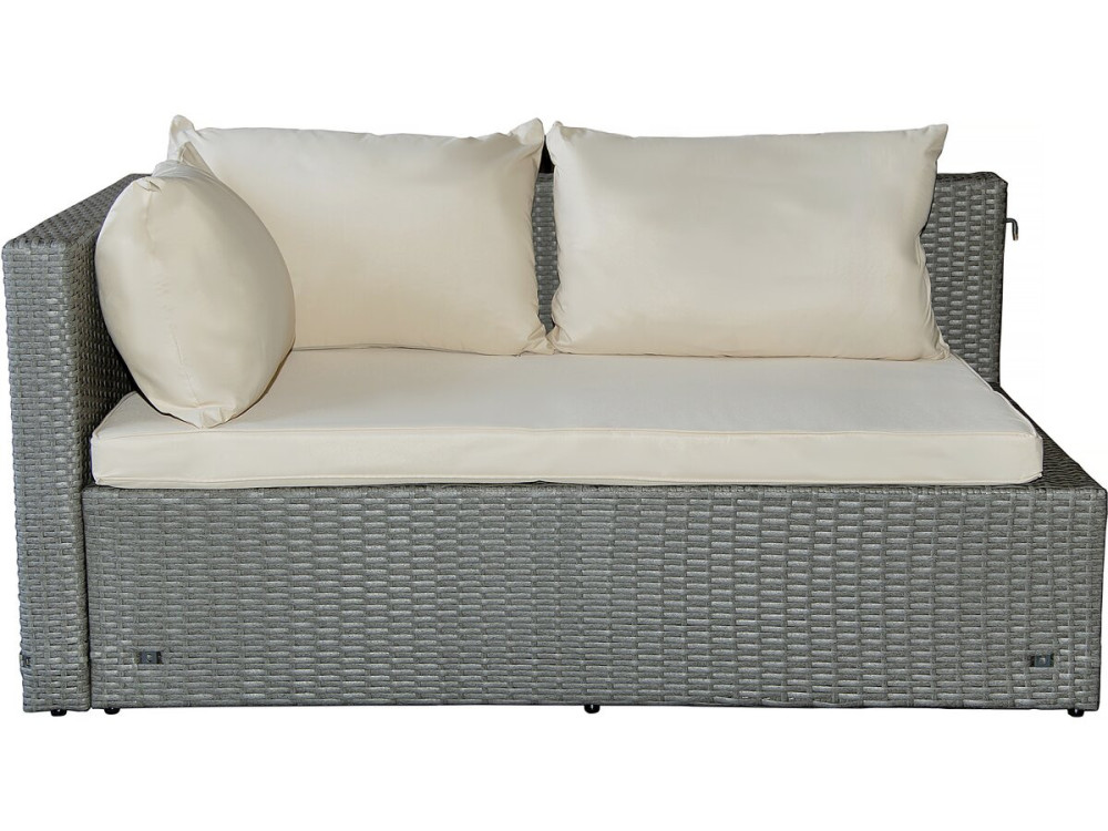 Diya" 3-seater low garden furniture set in woven resin - Grey and beige