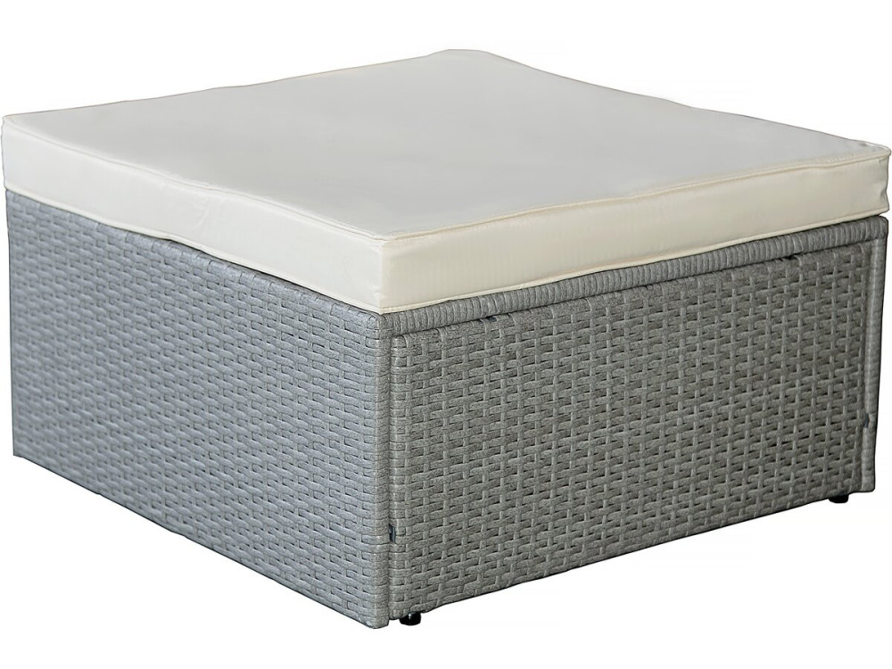 Diya" 3-seater low garden furniture set in woven resin - Grey and beige