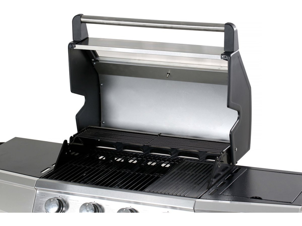 Bingo 5" gas barbecue with glass lid - 4 burners + 1 side + protective cover - 15.2 kW - Black