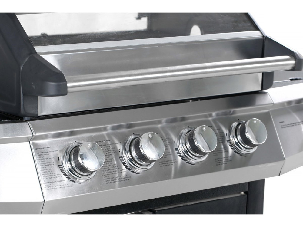 Bingo 5" gas barbecue with glass lid - 4 burners + 1 side + protective cover - 15.2 kW - Black