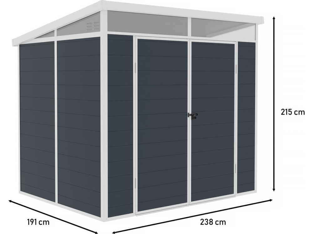 Detroit resin garden shed - Grey - 4.54m² - 1.91 x 2.38 m