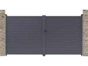 Aluminium garden gate door "Marc" - 349.5 x 180.9 cm - Grey