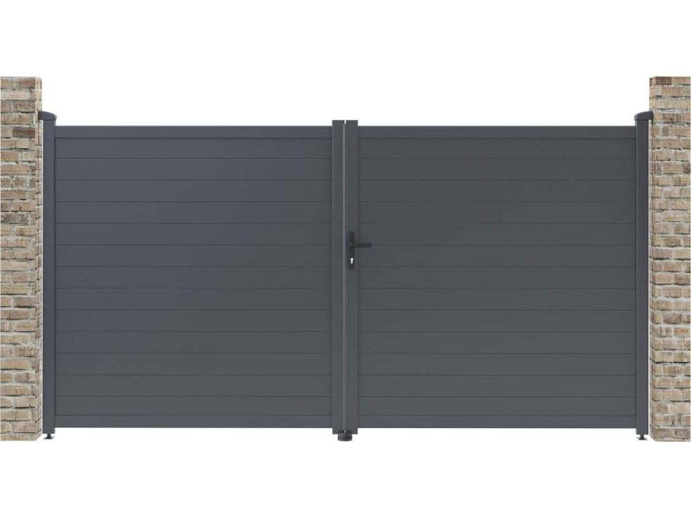 Aluminium garden gate door "Marc" - 349.5 x 180.9 cm - Grey
