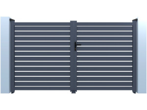 Julien" semi-openwork aluminium gate - 340 x 140 cm - Grey