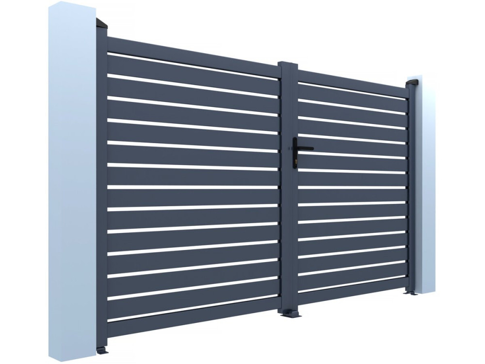 Julien" semi-openwork aluminium gate - 340 x 140 cm - Grey