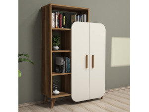 Form" wooden shelving unit - 90 x 32 x 132 cm - Walnut cream 2