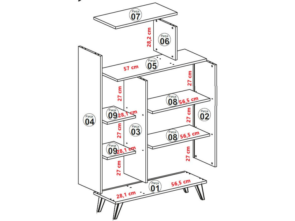 Form" wooden shelving unit - 90 x 32 x 132 cm - White