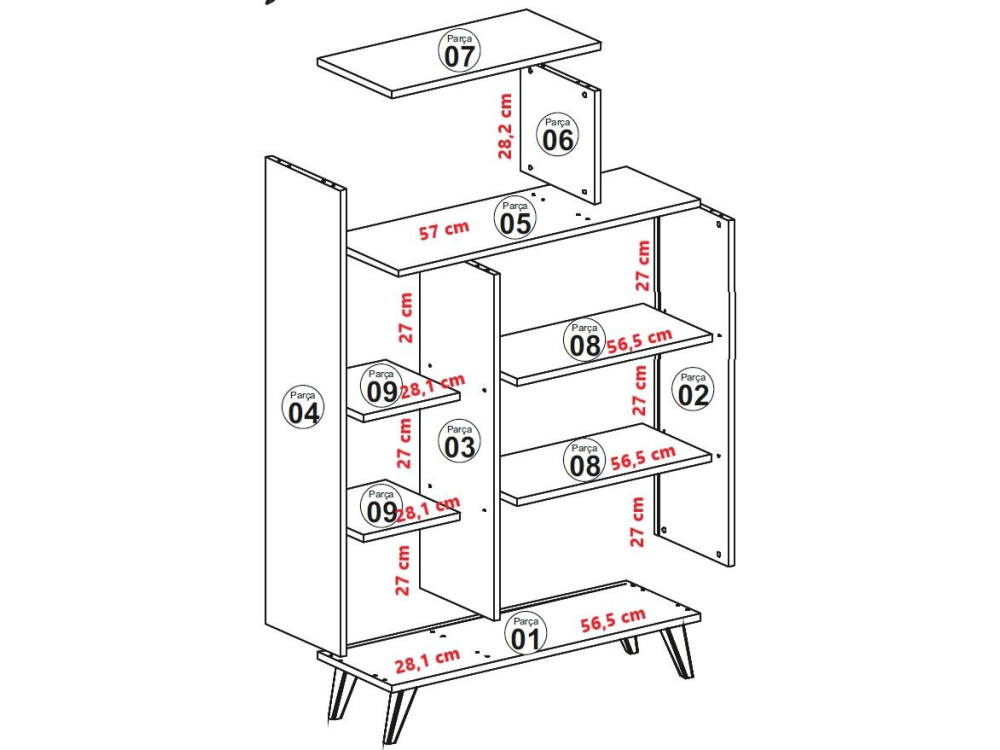 Form" wooden shelving unit - 90 x 32 x 132 cm - White