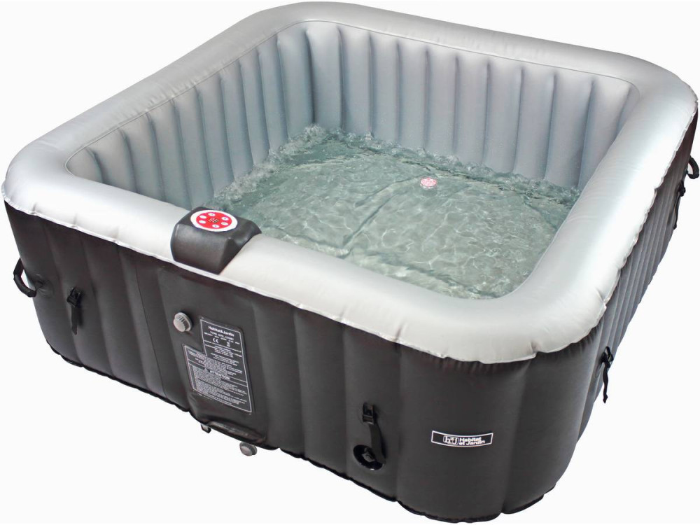 Nice" Inflatable Spa with floating LED circle - 6 seater - Grey/Black