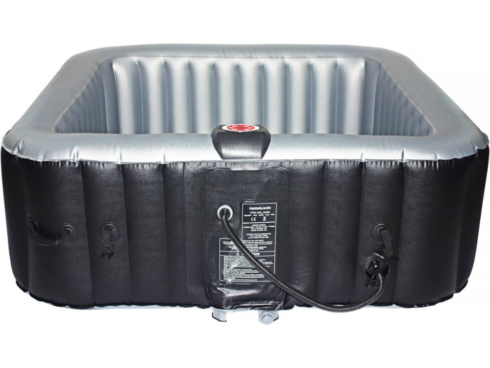 Nice" Inflatable Spa with floating LED circle - 6 seater - Grey/Black