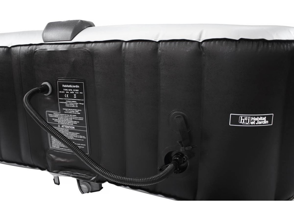 Nice" Inflatable Spa with floating LED circle - 6 seater - Grey/Black