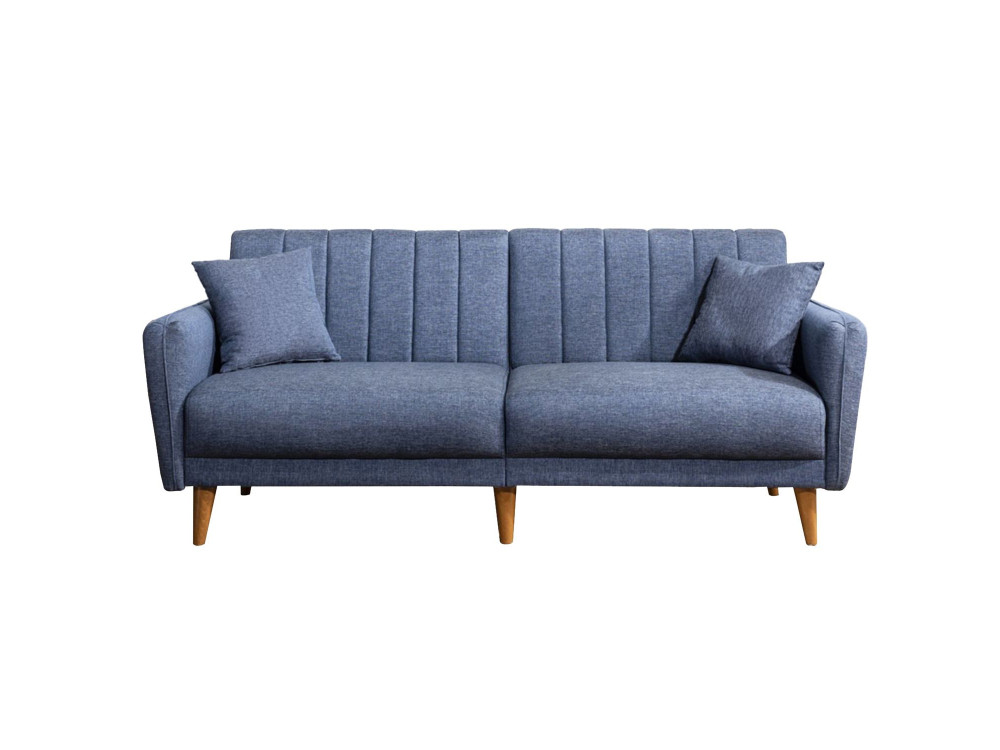 3-seater sofa bed in "Aqua" fabric 205 x 85 x 85 cm - Dark blue