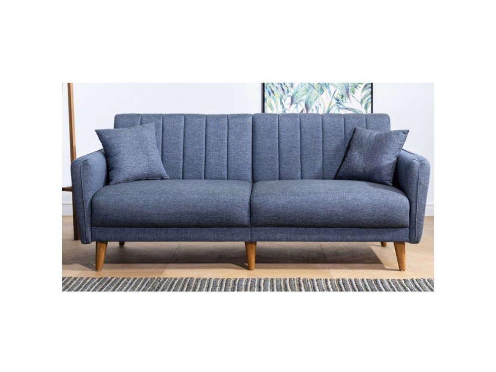 3-seater sofa bed in "Aqua" fabric 205 x 85 x 85 cm - Dark blue
