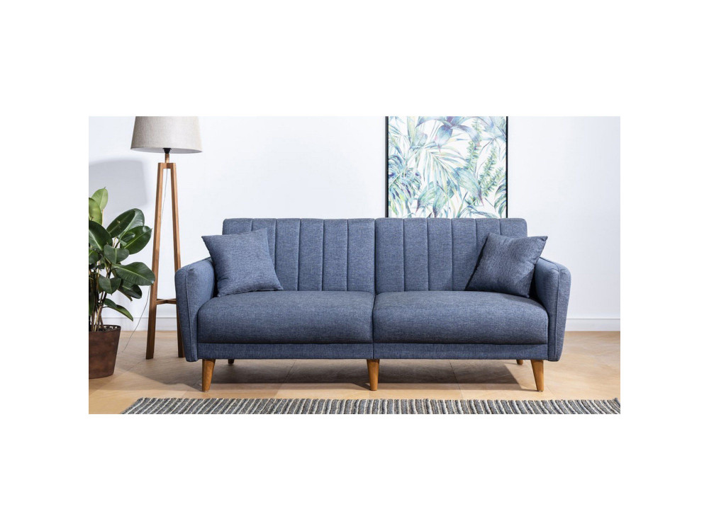 3-seater sofa bed in "Aqua" fabric 205 x 85 x 85 cm - Dark blue