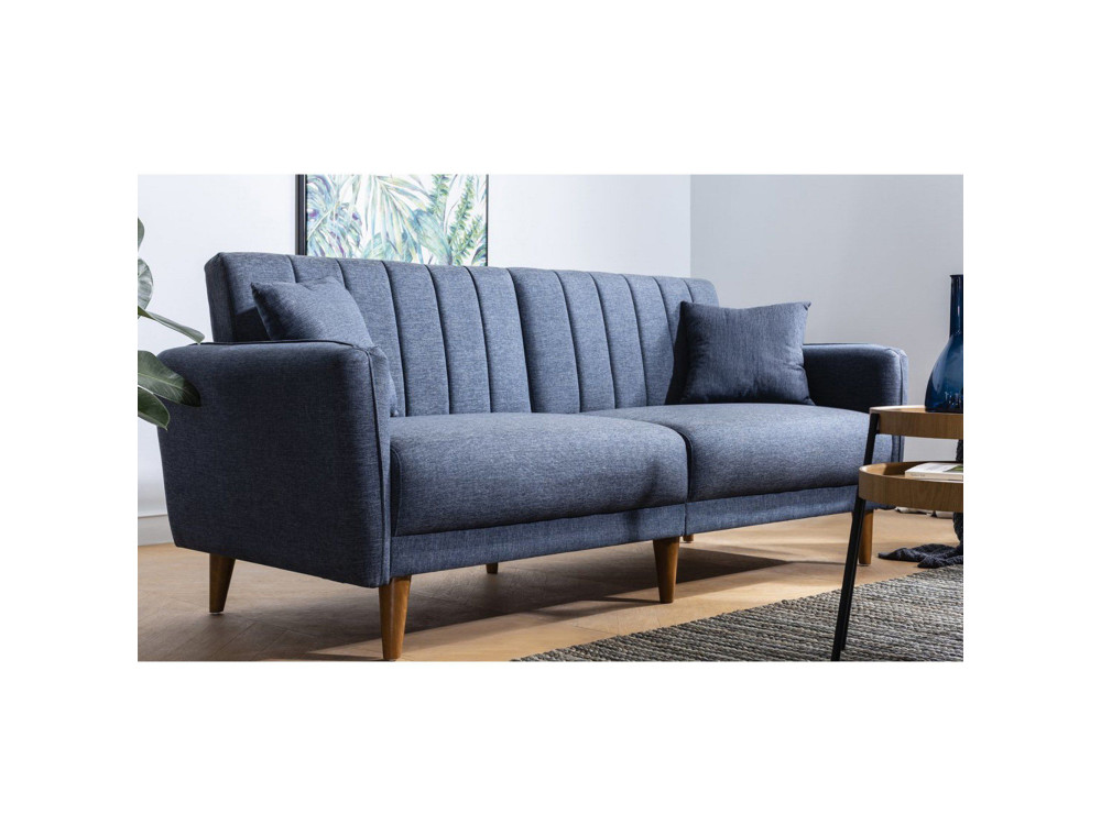 3-seater sofa bed in "Aqua" fabric 205 x 85 x 85 cm - Dark blue