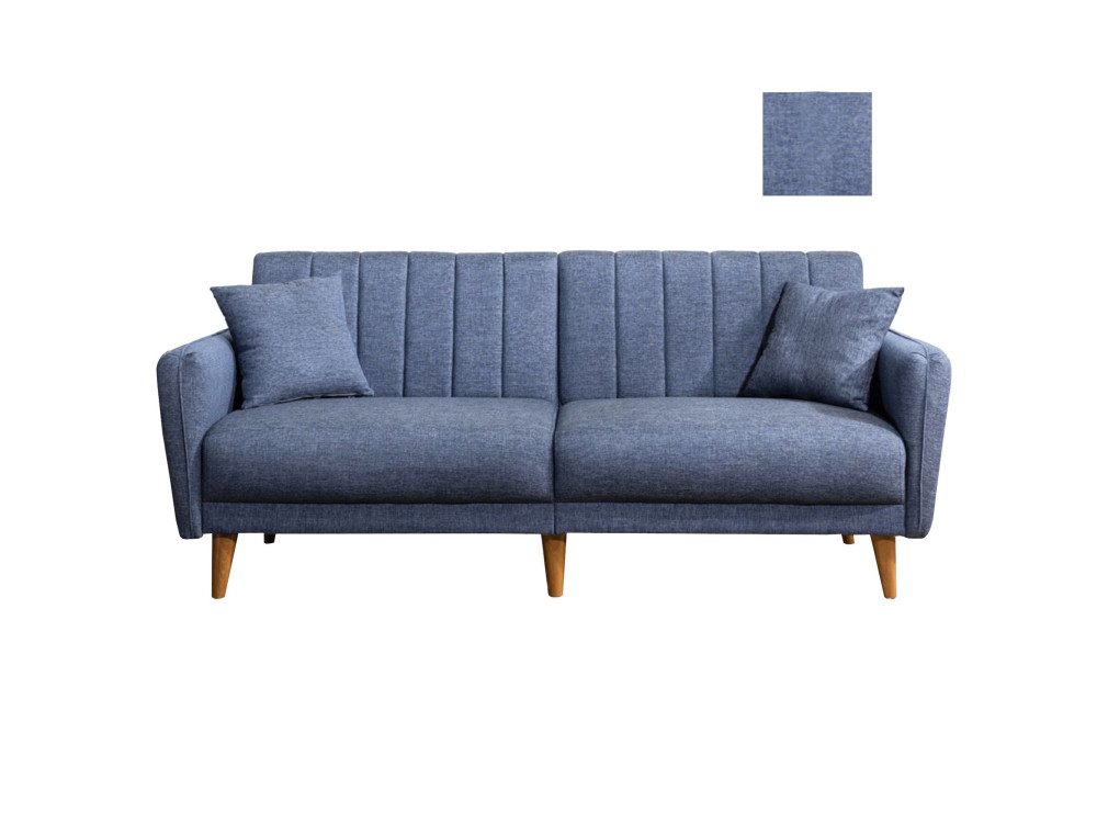 3-seater sofa bed in "Aqua" fabric 205 x 85 x 85 cm - Dark blue