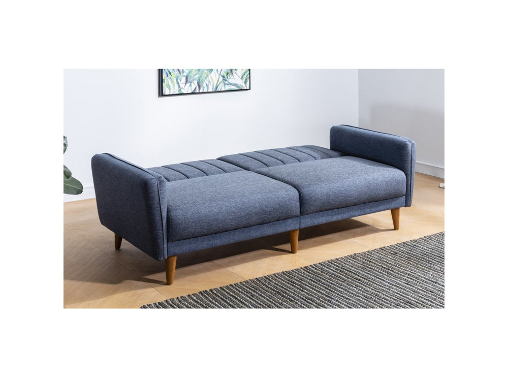 3-seater sofa bed in "Aqua" fabric 205 x 85 x 85 cm - Dark blue
