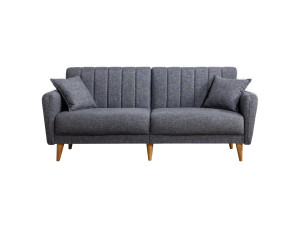 3-seater sofa bed in "Aqua" fabric 205 x 85 x 85 cm - Dark grey